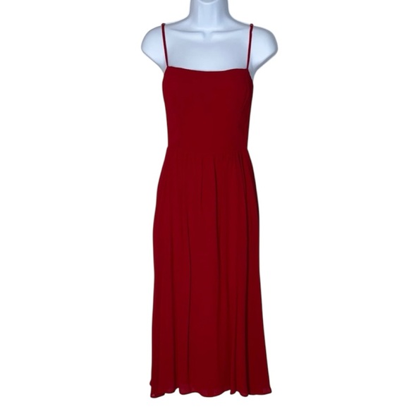 Reformation Red Rose Hip Midi Dress with Spaghetti Straps